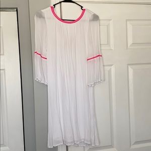 Fun White and Pink Tassel Back Dress